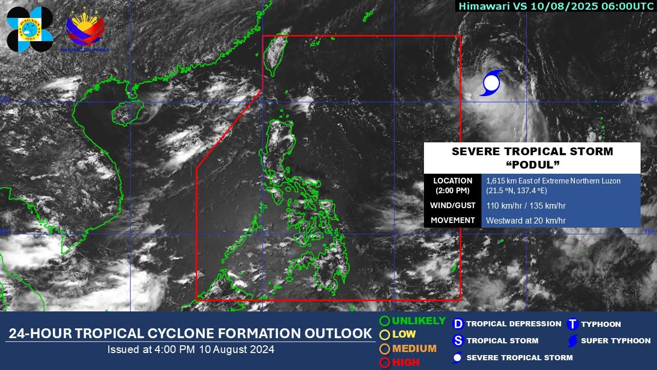 Severe Tropical Storm ‘Podul’ papasok sa PAR sa loob ng 24 oras — PAGASA